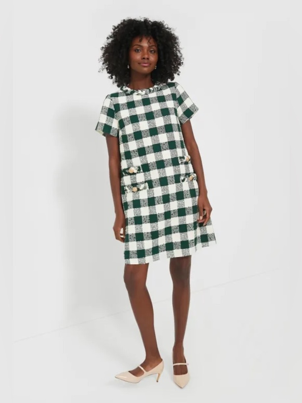 Tuckernuck Tweed Jackie Green and White Plaid Dress - size medium